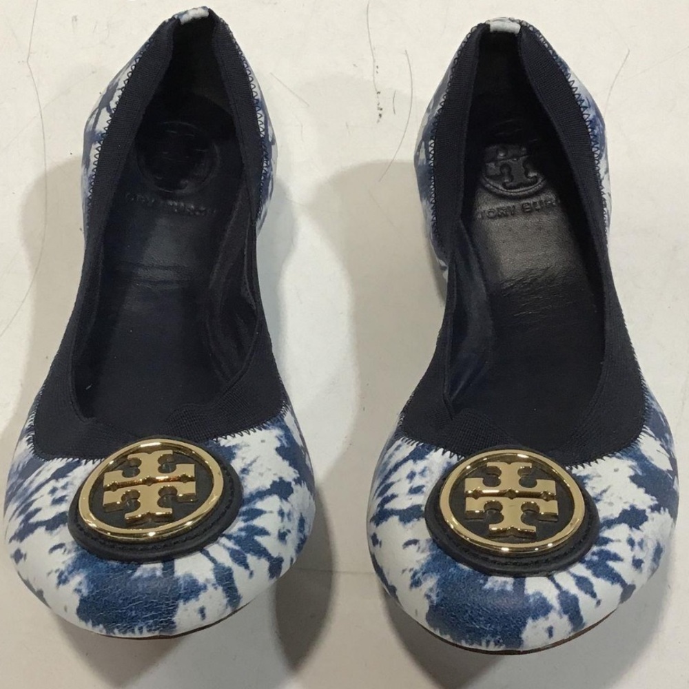 NEW!! Women’s Tory Burch Caroline Navy/White Tie Dye Ballet Flats Size 7